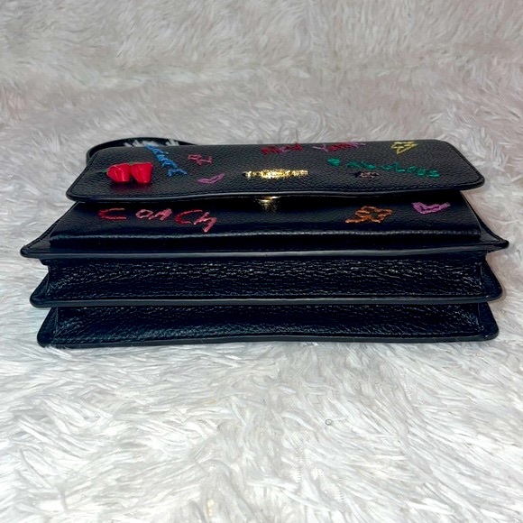 New Coach Klare Leather Crossbody Shoulder Bag Purse With Diary Embroidery Black - Picture 8 of 17